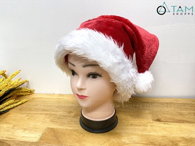 Nón Noel vải nhung xịn viền lông thú [Cao cấp - ĐK 32cm] NON-X-05